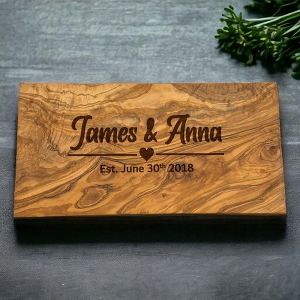 Personalised Couples Olive Wood Cutting Board